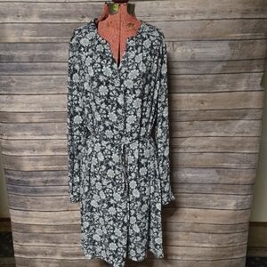 LOFT Navy and White Floral Dress